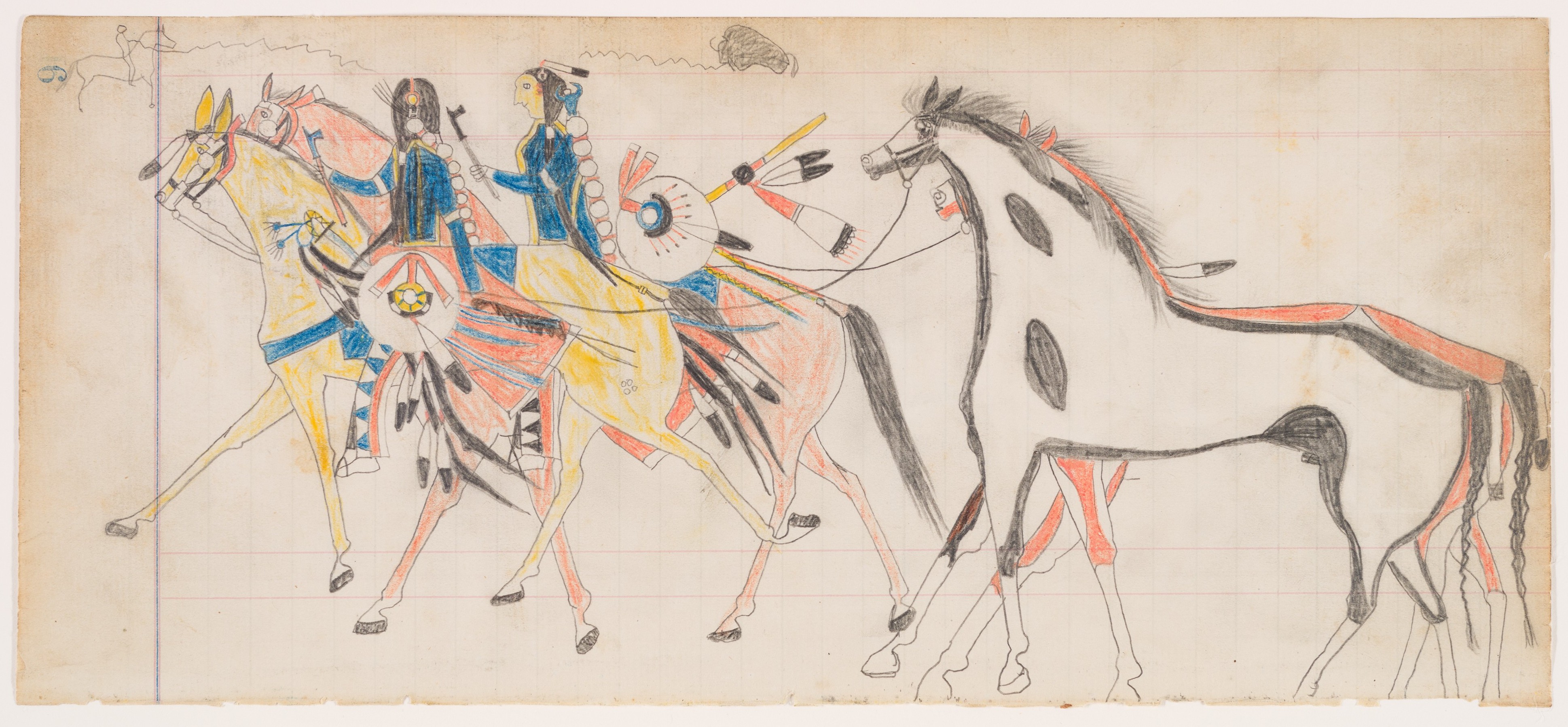Two Riders Leading Horses / 两名骑手牵马图