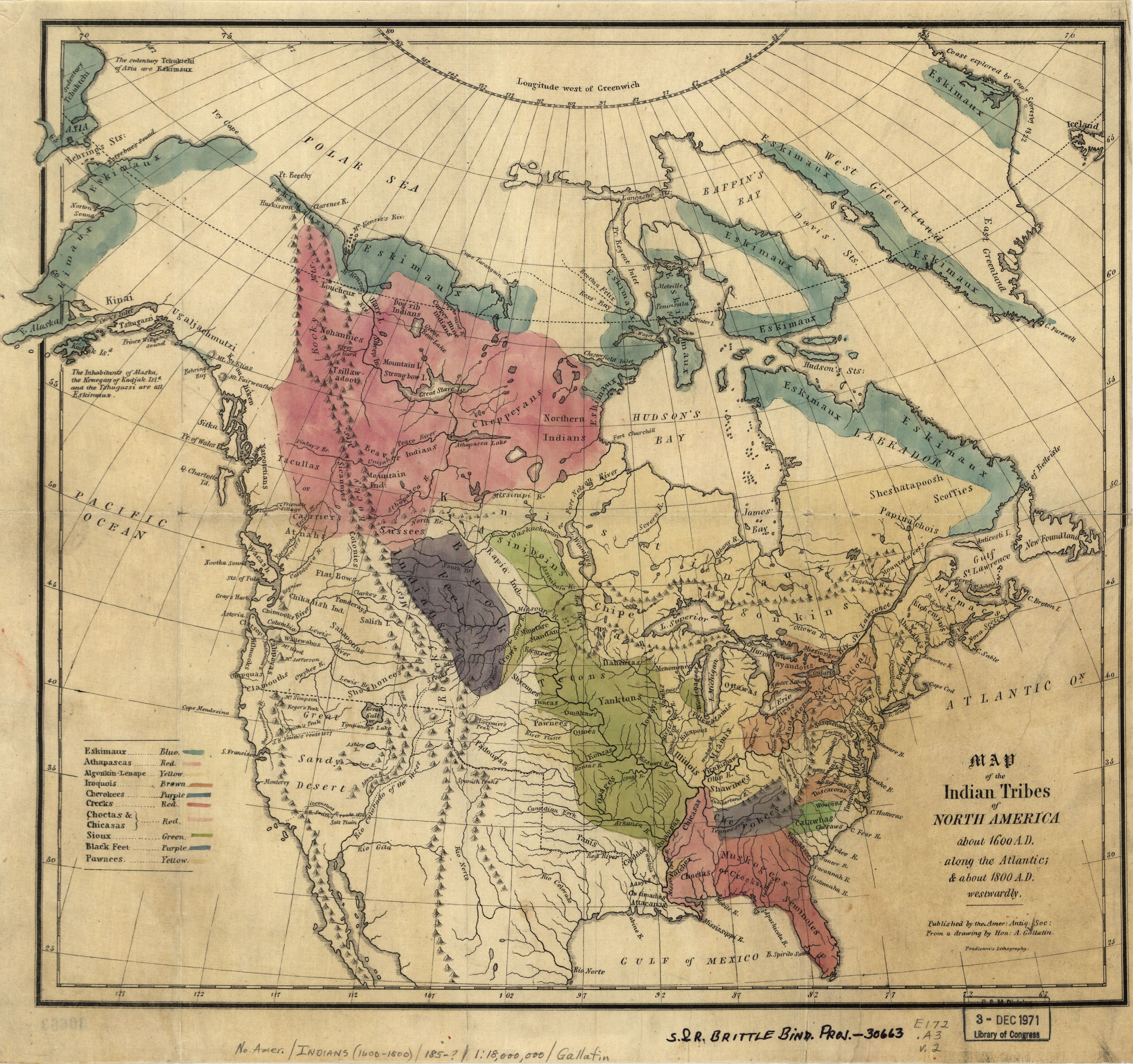 Map of Indigenous nations and language families in North America / 北美原住民群体与语言家族分布图