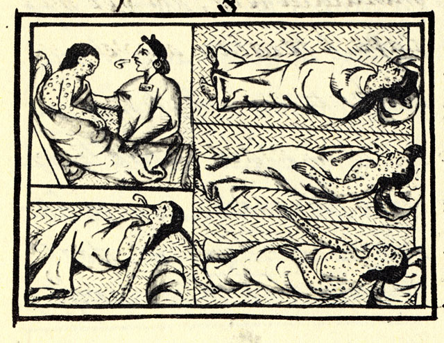 Nahua healer tending victims of the 1520 smallpox epidemic / 纳瓦族医者照料天花患者(约1520年)